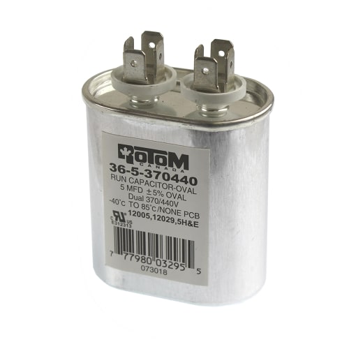 Rotom Run Capacitor, Oval, 5MFD, 370/440V